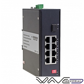 Unmanaged industrial switch, 8x 100/1000TX (RJ-45)+ 1x 1000FX (SFP) (Wave Industrial WO-IS-M1GF8GT)