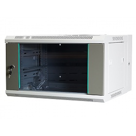 6U rack cabinet 19", wall-mounted, glass door, 355x600x540mm