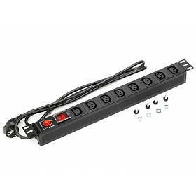 Power distribution unit, 19" rackmount, 8 C13 outlets, on/off switch, breaker, 1.8m