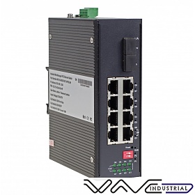 Managed industrial switch, 8x 100/1000 RJ-45 PoE, 2x 1000 SFP (Wave Industrial WO-IS-M2GF8GT-8POE-M)