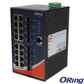 IGS-9168GP, Industrial Managed Switch, DIN, 16x 10/1000 RJ-45 + 8x100/1000 SFP w/DDM, O/Open-Ring <30ms
