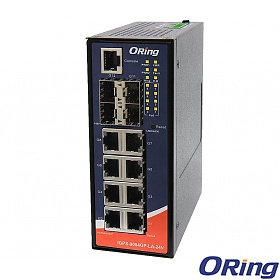 ORing IGPS-9084GP-LA-24V, Managed switch,  8x 10/1000 RJ-45 PoE + 4 slide-in SFP slots, O/Open-Ring <20ms