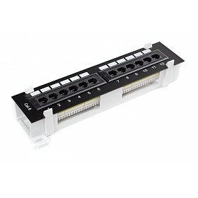 12 port patch panel, UTP, cat. 6, wall-mounted, dual-block type