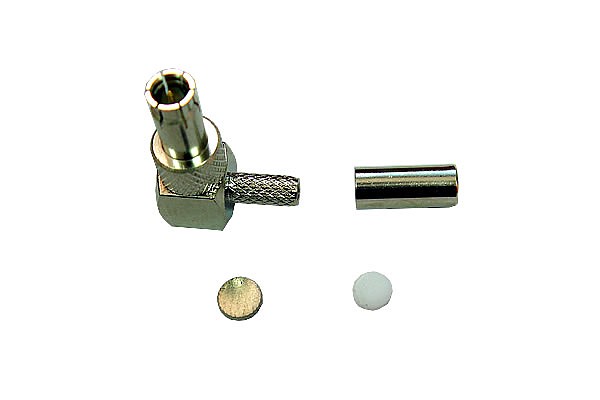TS9 male connector, 90, crimp type, RG174 