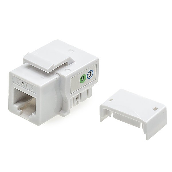 Keystone connector 6p4c, unshielded, cat. 3, IDC, 90, white 