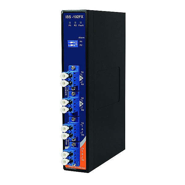 IBS-102FX-SS-LC, Industrial 2-port optical bypass switch for fiber optical network, 4x LC Duplex, DIN