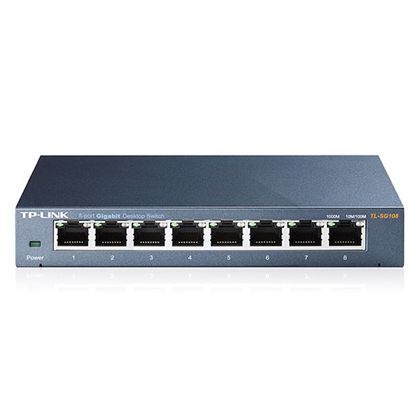 Unmanaged switch,  8x 10/100/1000 RJ-45, desktop (TP-Link TL-SG108) 