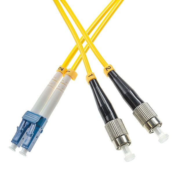 Fiber optic patch cord, LC/UPC-FC/UPC, SM, 9/125 duplex, G652D fiber 3.0mm, L=1m