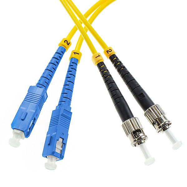 Fiber optic patch cord, SC/UPC-ST/UPC, SM, 9/125 duplex, G652D fiber 3.0mm, L=1m