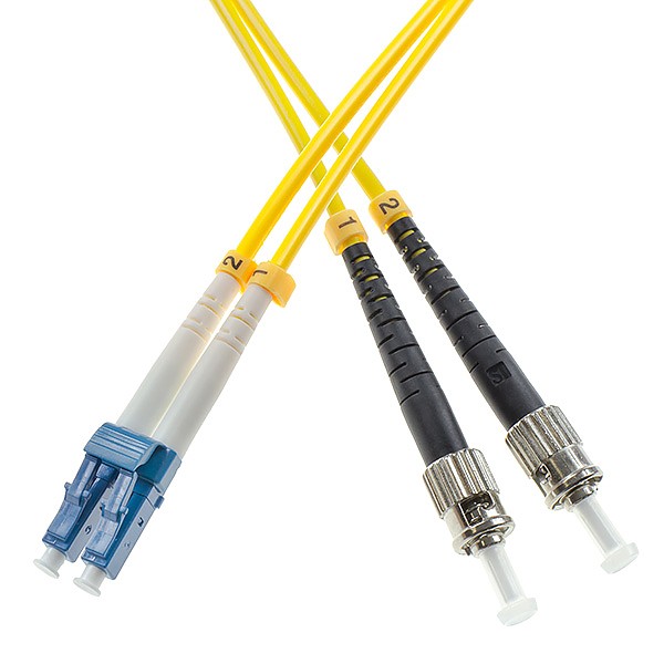 Fiber optic patch cord, LC/UPC-ST/UPC, SM, 9/125 duplex, G652D fiber 3.0mm, L=5m
