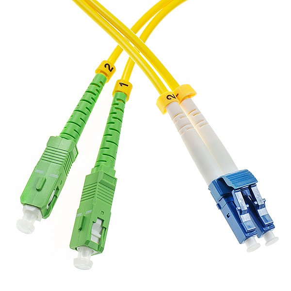 Fiber optic patch cord, SC/APC-LC/UPC, SM, 9/125 duplex, G652D fiber 3.0mm, L=5m