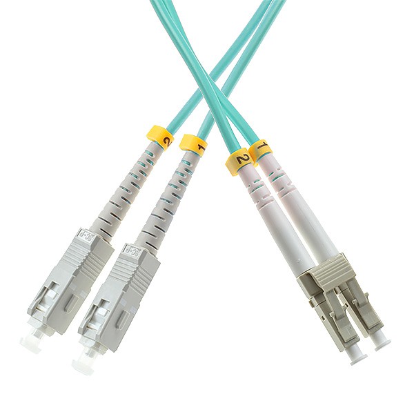 Fiber optic patch cord, SC/UPC-LC/UPC, MM, 50/125 duplex, OM3 fiber 3.0mm, L=1m