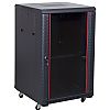 Floor-standing 19" rack cabinet, 18U, glass door, 600mm d., black