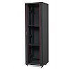 Floor-standing 19" rack cabinet, 42U, glass door, 600mm d., black