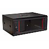 Wall-mounted 19" rack cabinet, 4U, glass door, 450mm d., black