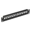 Patch panel, 12-port, keystone, 1U, 10", blank