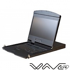 KVM LCD FullHD console, Wave KVM , 19",  8-port HDMI KVM, 1U, single rail