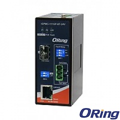 Industrial mini type Ethernet to fiber PoE media converter LFP with 1x10/1000Base-T(X) P.S.E. and 1x1000Base-FX, SFP socket (ORing IGPMC-111GP-BT-24V)
