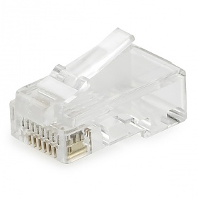 Modular male connector, 8P8C (RJ-45), flat, solid, cat. 5e