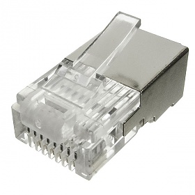 Modular male connector, 8P8C (RJ-45), round, solid, cat. 5e, shielded