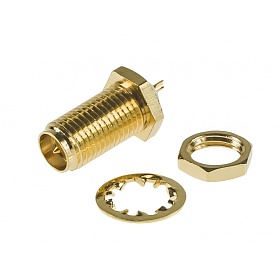 SMA female reverse pin connector (RP), bulkhead receptacle, 13.15 mm