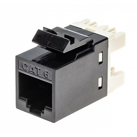Keystone connector 8p8c, unshielded, cat. 6, 180°, black