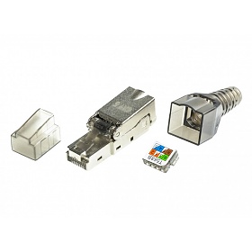 Modular male connector, 8P8C (RJ-45), cat. 6, shielded, toolless