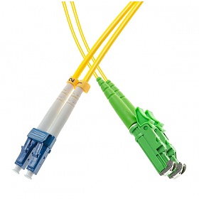 Patchcord LSH/APC-LC/UPC, SM, 9/125 duplex, G652D fiber, 1 m