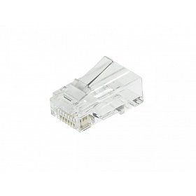 Modular male connector, 8P8C (RJ-45), round, solid, cat. 6, throughconnector (EZ type)