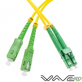 Fiber optic patch cord, SC/APC-LC/APC, SM, 9/125 duplex, G652D fiber 3.0mm, 15m