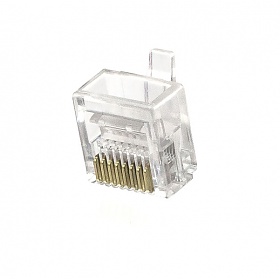 Modular male connector, 8P8C (RJ-45), round, stranded, cat. 5e, short body