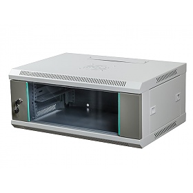 4U cabinete rack 19", wall-mounted, glass door, 450mm d.