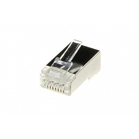 Modular male connector, 8P8C (RJ-45), round, solid, shielded, cat. 6A, throughconnector (EZ type)