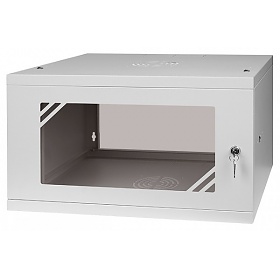 Wall-mounted 19" cabinet, 4U, glass door, 230 x 545 x 350 mm, flat pack