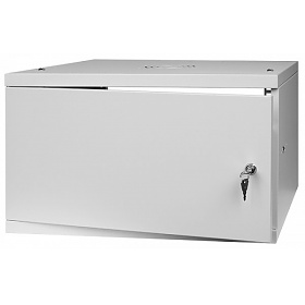 Wall-mounted 19" rack cabinet, 4U, steel door, 350mm d., flat pack