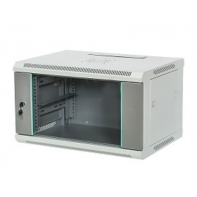 6U rack cabinet 19", wall-mounted, glass door, 440mm d.