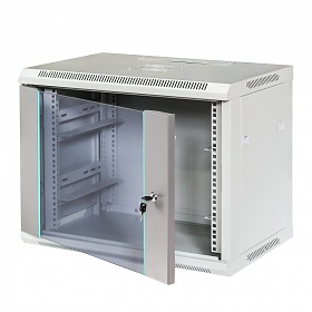 9U rack cabinet 19", wall-mounted, glass door, 470x600x450mm
