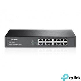 TP-Link TL-SF1016DS, Unmanaged switch, 16x 10/100 RJ-45, 11.6" 19"