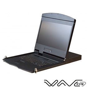 KVM LCD FullHD console, Wave KVM , 19",  1-port HDMI KVM, 1U, single rail
