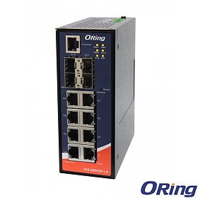Managed switch,  8x 10/1000 RJ-45 + 4 slide-in SFP slots, O/Open-Ring <20ms, slim housing (ORing IGS-9084GP-LA)