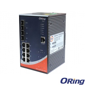 ORing IGPS-9084GP-60W, Industrial Managed switch, 8x 10/1000 RJ-45 PoE + 4 slide-in SFP slots, O/Open-Ring <20ms