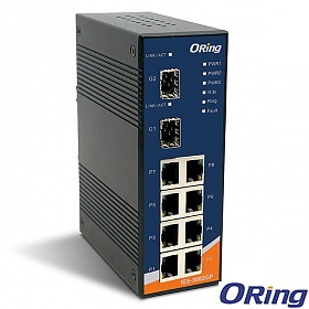IES-3082GP, Industrial 10-port managed Ethernet switch, DIN, 8x 10/100 RJ-45 + 2x1000 SFP, O/Open-Ring <10ms