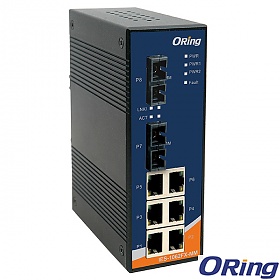 IES-1062FX-MM-SC, Industrial 8-port Unmanaged Ethernet Switch, DIN, 6x 10/100 RJ-45 + 2x 100 MM SC