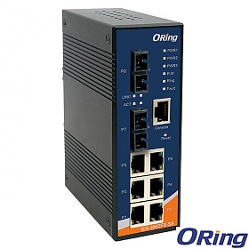 IES-3062FX-SS-SC, Industrial 8-port managed Ethernet switch, DIN, 6x 10/100 RJ-45 + 2x100 SM SC, O/Open-Ring <10ms