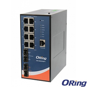 ORing IGS-9822DGP+, Managed switch, 8x 10/1000 RJ-45 + 2x100/2,5G SFP + 2x1G/10G SFP, O/Open-Ring <30ms
