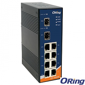 IES-1082GP, Industrial 10-port unmanaged Ethernet switch, DIN, 8x 10/100 RJ-45 + 2x 1000 SFP