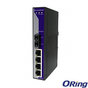 IES-1041FX-SS-SC, Industrial Slim Type 5-port Unmanaged Ethernet Switch, DIN, 4x 10/100 RJ-45 + 1x 100 SM SC, slim housing