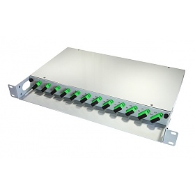 Splice box, fiber optic, 12xSC/APC SM duplex, 24x pigtail SC/APC SC 1m