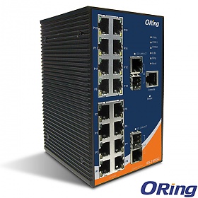 IES-3162GC, Industrial 18-port managed Ethernet switch, DIN, 16x 10/100 RJ-45 + 2 slide-in SFP slots / RJ-45, O/Open-Ring <10ms