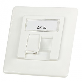 Wall plate mount box, cat. 6A, 1x RJ-45, FTP